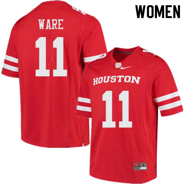 Women #11 Andre Ware Houston Cougars College Football Jerseys Sale-Red - Click Image to Close